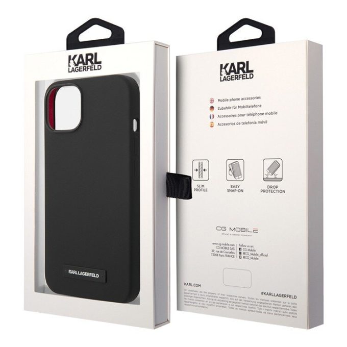 iPhone 14 PLUS juoda Magsafe KARL LAGERFELD nugarėlė KLHMP14MSLMP1K