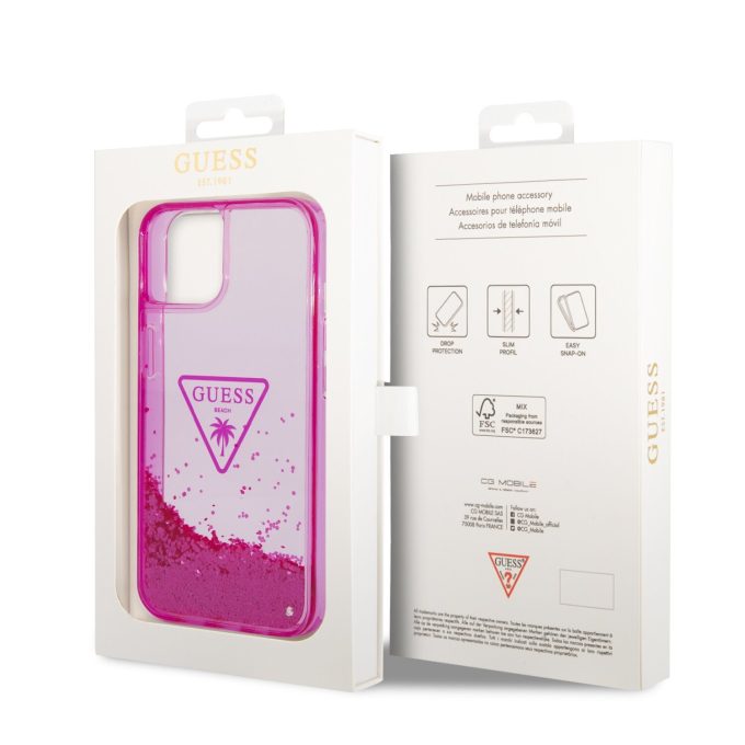iPhone 14 PLUS neo rožinė water GUESS nugarėlė GUHCP14MLFCTPF