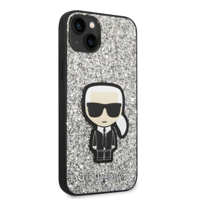 iPhone 14 PLUS sidabro sp. glitter KARL LAGERFELD nugarėlė KLHCP14MGFKPG