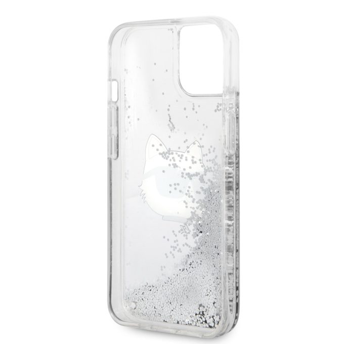 iPhone 14 PLUS silver NFT Liquid Glitter KARL LAGERFELD nugarėlė