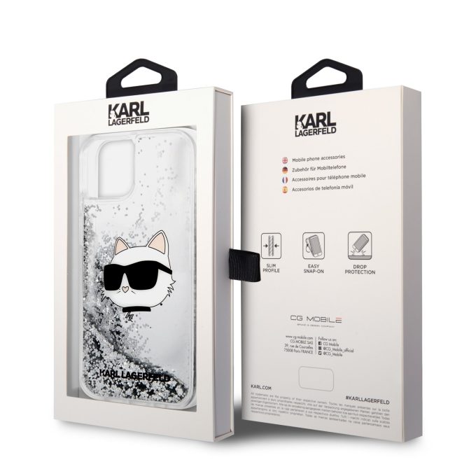 iPhone 14 PLUS silver NFT Liquid Glitter KARL LAGERFELD nugarėlė