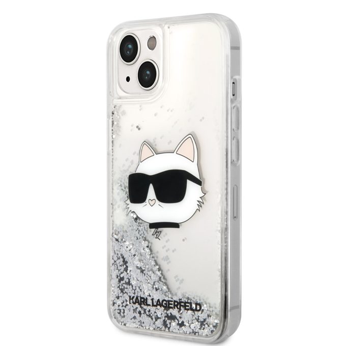 iPhone 14 PLUS silver NFT Liquid Glitter KARL LAGERFELD nugarėlė