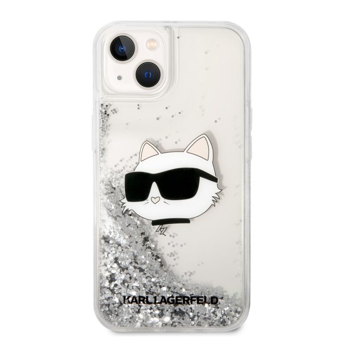 iPhone 14 PLUS silver NFT Liquid Glitter KARL LAGERFELD nugarėlė