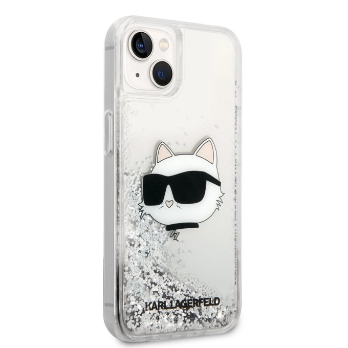 iPhone 14 PLUS silver NFT Liquid Glitter KARL LAGERFELD nugarėlė