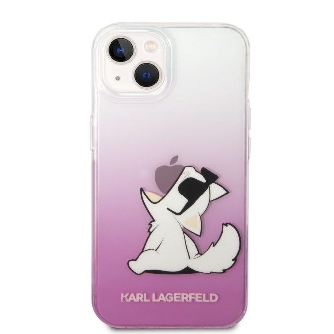iPhone 14 PLUS skaidri-rožinė KARL LAGERFELD nugarėlė KLHCP14MCFNRCPI