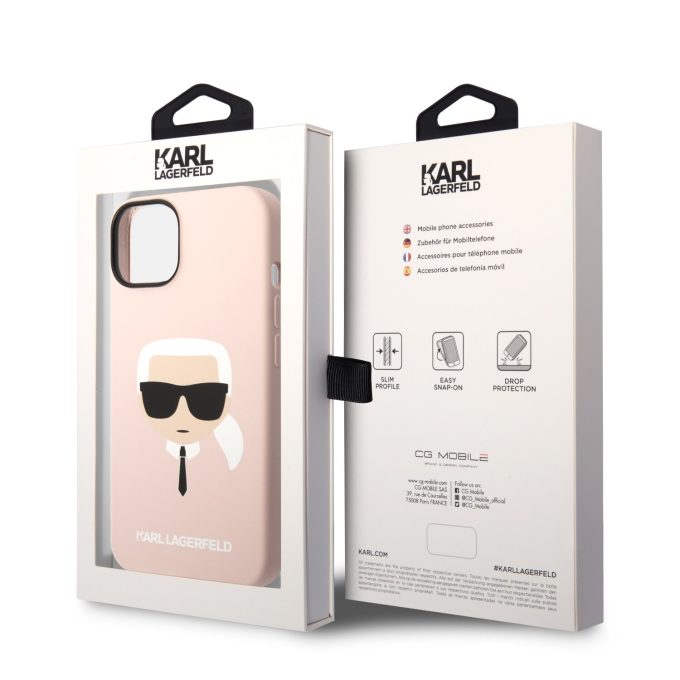 iPhone 14 PLUS šviesiai rožinė KARL LAGERFELD nugarėlė KLHCP14MSLKHLP