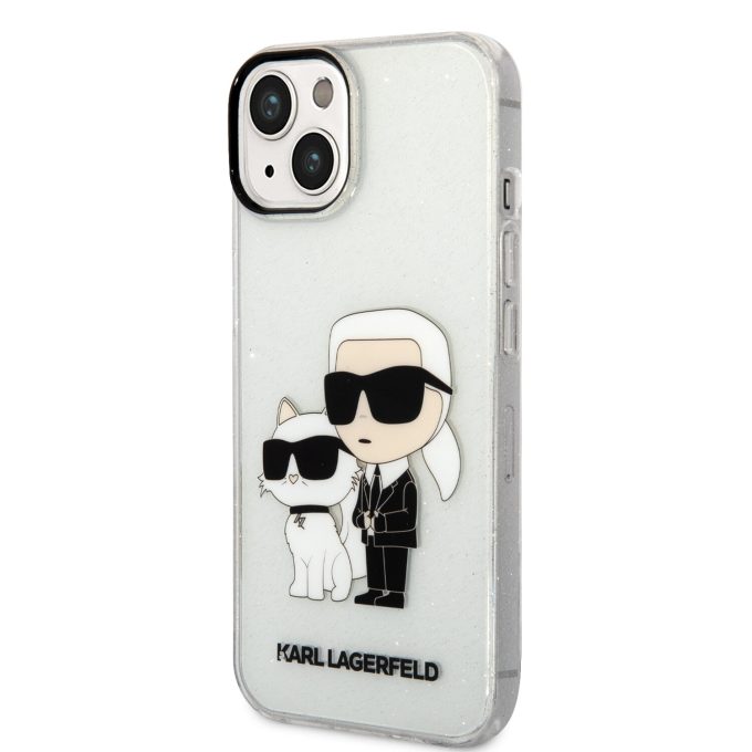 iPhone 14 PLUS transparent NFT IML Glitter KARL LAGERFELD nugarėlė