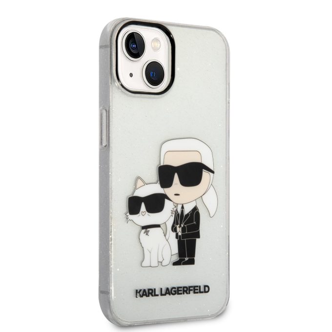 iPhone 14 PLUS transparent NFT IML Glitter KARL LAGERFELD nugarėlė