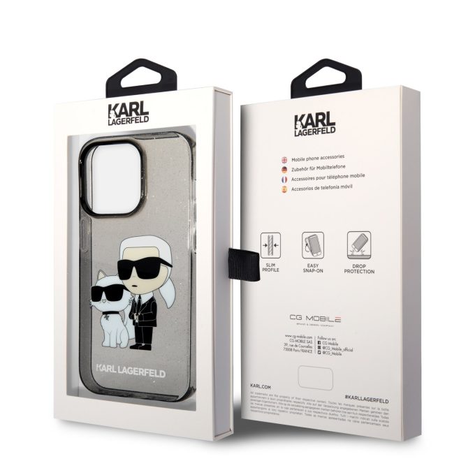 iPhone 14 PRO black NFT IML Glitter KARL LAGERFELD nugarėlė