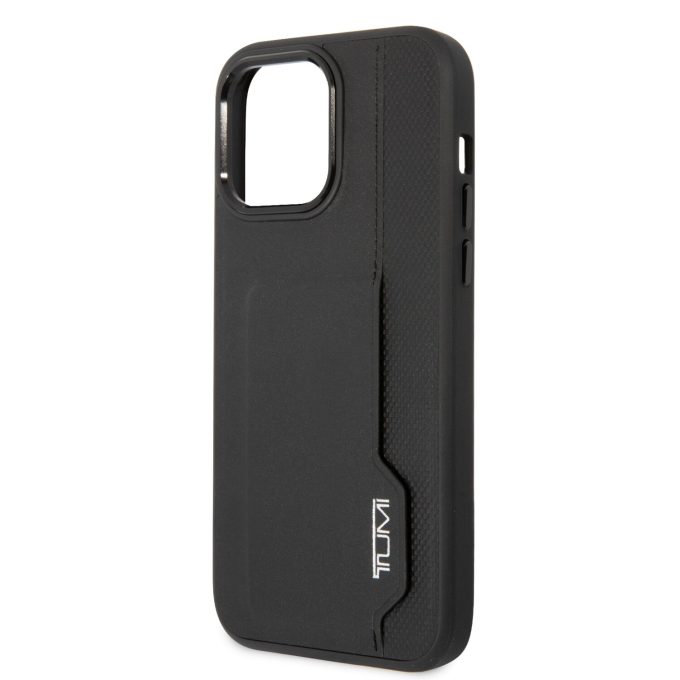 iPhone 14 PRO MAX black TUMI Leather W/ Vertical Card Slot nugarėlė