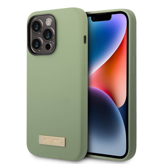 iPhone 14 PRO MAX chaki spalvos Magsafe GUESS nugarėlė GUHMP14XSBPLA