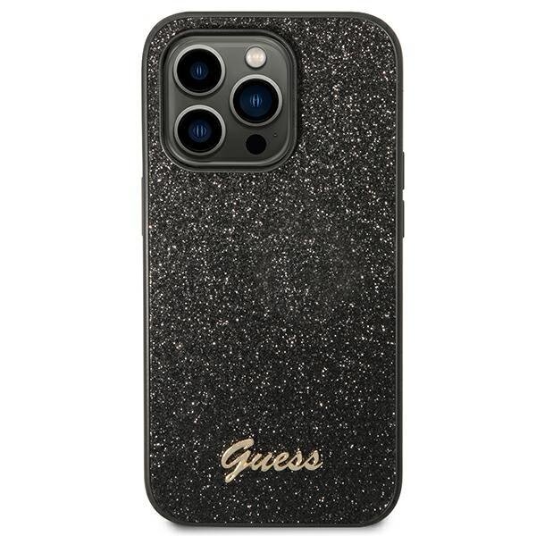 iPhone 14 PRO MAX juoda glitter GUESS nugarėlė GUHCP14XHGGSHK