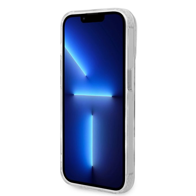 iPhone 14 PRO MAX skaidri + sidabro sp. Magsafe GUESS nugarėlė GUHMP14XHTRMS