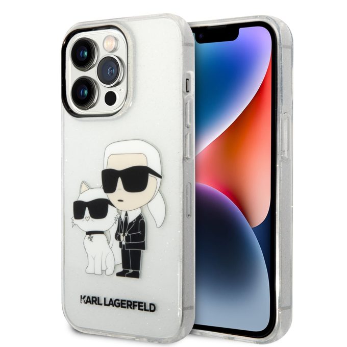 iPhone 14 PRO MAX transparent NFT IML Glitter KARL LAGERFELD nugarėlė