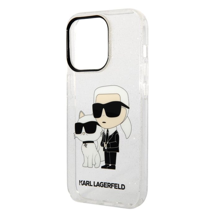 iPhone 14 PRO MAX transparent NFT IML Glitter KARL LAGERFELD nugarėlė