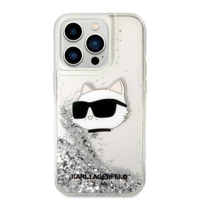 iPhone 14 PRO silver NFT Liquid Glitter KARL LAGERFELD nugarėlė