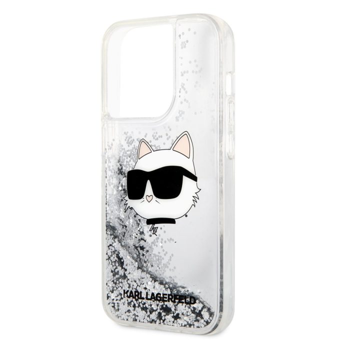 iPhone 14 PRO silver NFT Liquid Glitter KARL LAGERFELD nugarėlė