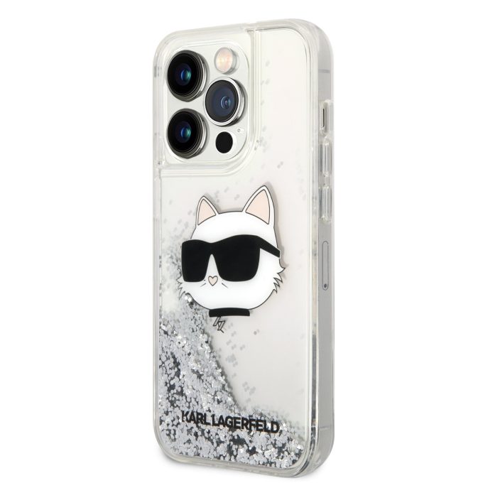 iPhone 14 PRO silver NFT Liquid Glitter KARL LAGERFELD nugarėlė