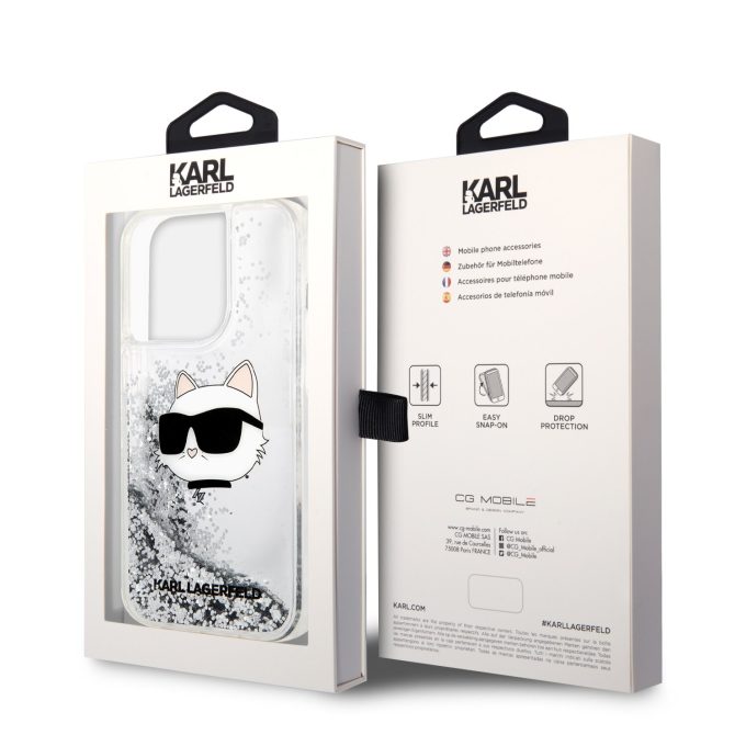 iPhone 14 PRO silver NFT Liquid Glitter KARL LAGERFELD nugarėlė