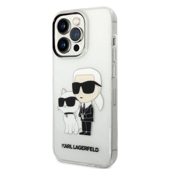 iPhone 14 PRO transparent NFT IML Glitter KARL LAGERFELD nugarėlė