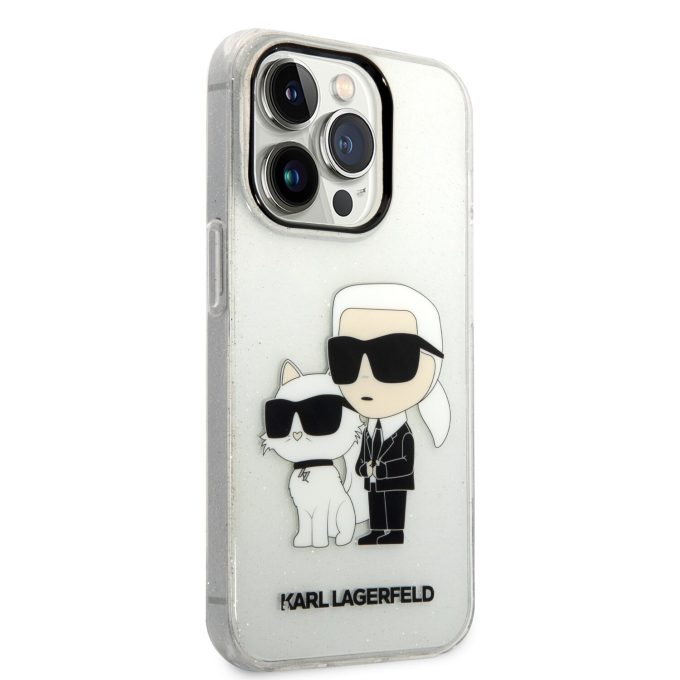 iPhone 14 PRO transparent NFT IML Glitter KARL LAGERFELD nugarėlė