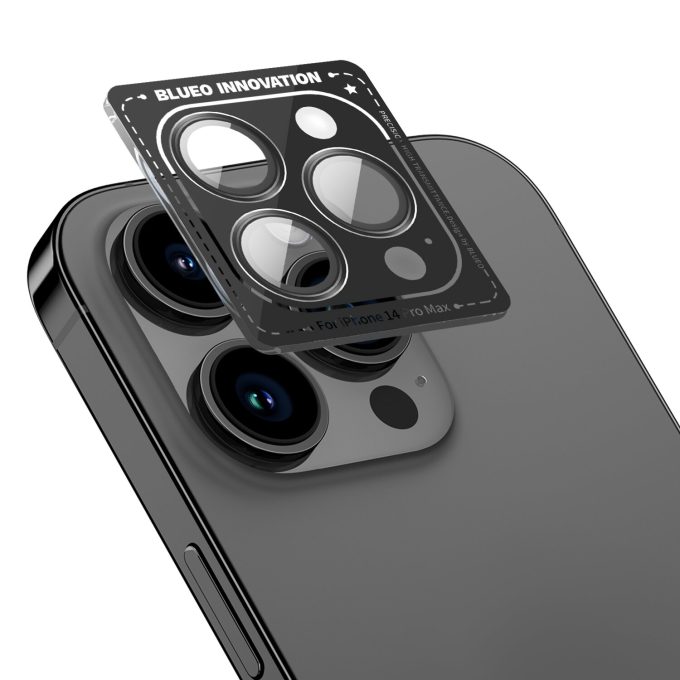 iPhone 14 PRO / 14 PRO MAX apsauginis black Mr.Monkey galinės kameros stiklas
