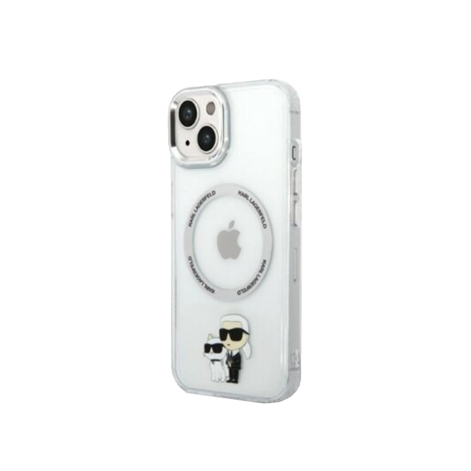 iPhone 14/13 transparent + silver Magsafe KARL LAGERFELD nugarėlė