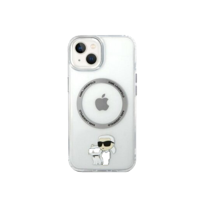 iPhone 14/13 transparent + silver Magsafe KARL LAGERFELD nugarėlė
