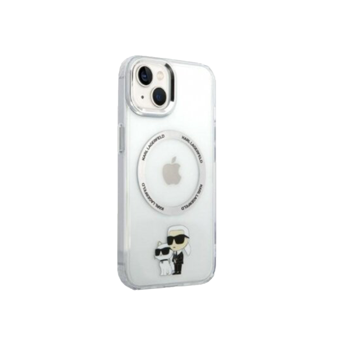 iPhone 14/13 transparent + silver Magsafe KARL LAGERFELD nugarėlė