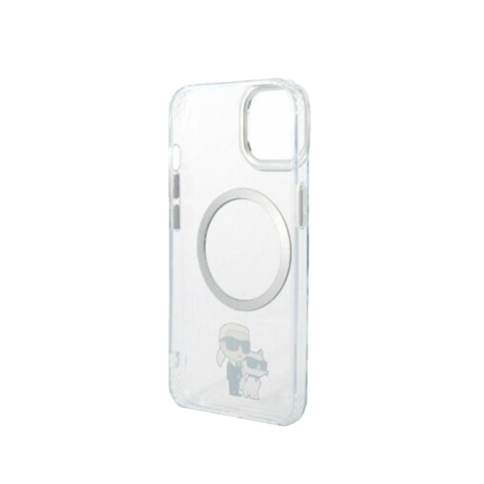 iPhone 14/13 transparent + silver Magsafe KARL LAGERFELD nugarėlė