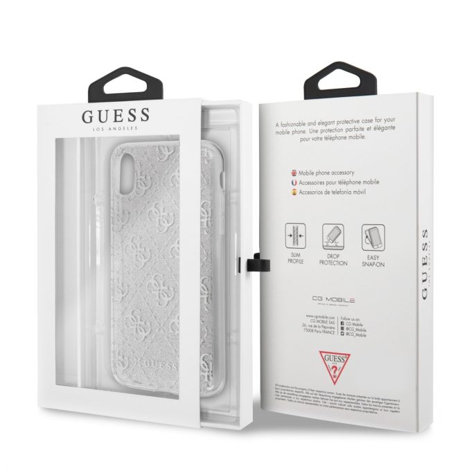 iPhone XR sidabro spalvos GUESS nugarėlė GUHCI61PCU4GLSI