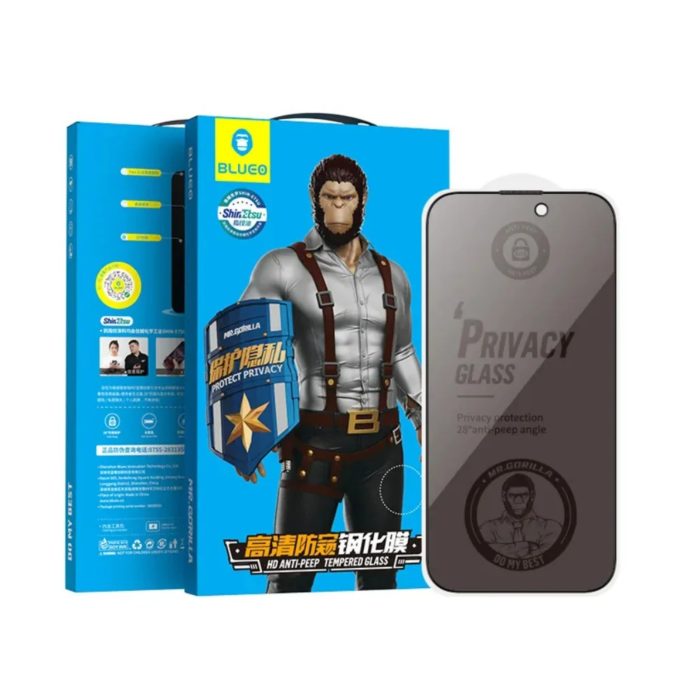 iPhone XR / 11 black pilnas Mr. Monkey 5D PRIVACY stiklas
