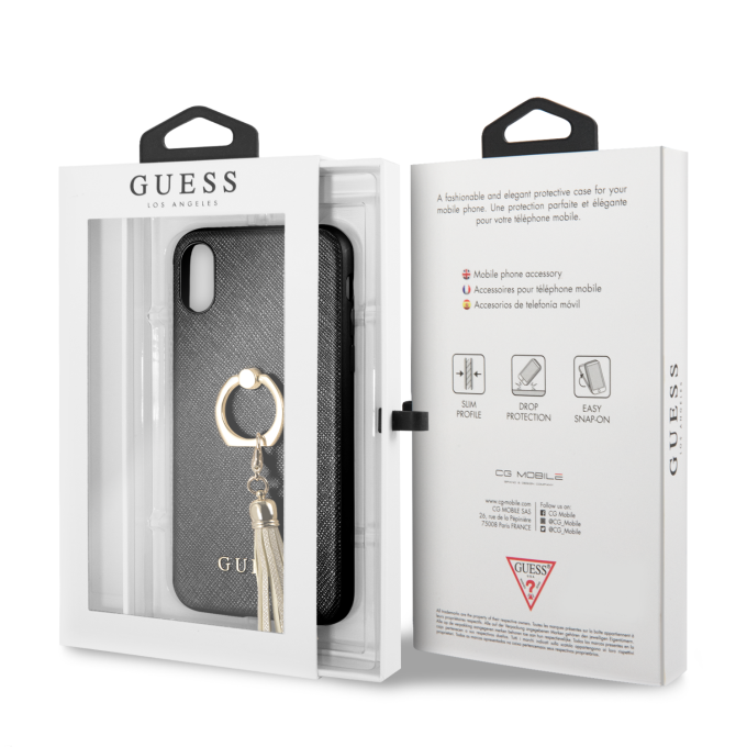iPhone X/XS juoda GUESS nugarėlė GUHCPXRSSABK