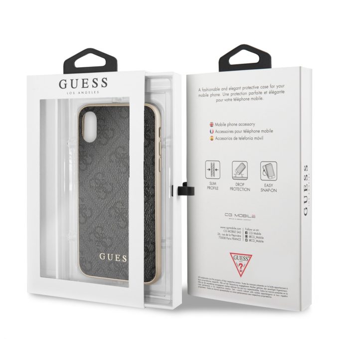 iPhone X/XS pilka GUESS nugarėlė GUHCPXG4GG