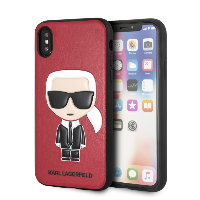 iPhone X/XS raudona KARL LAGERFELD nugarėlė KLHCPXIKPURE