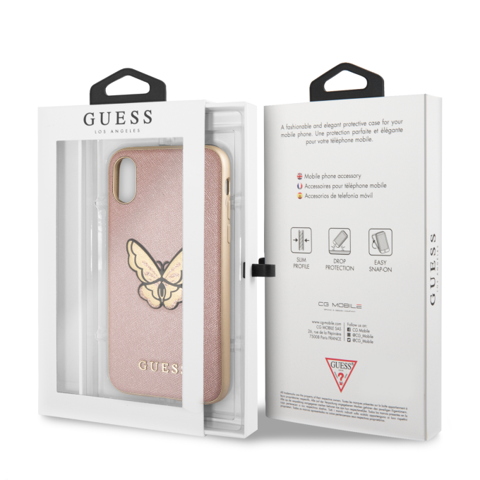 iPhone X/XS rausva GUESS nugarėlė GUHCPXESPBRG