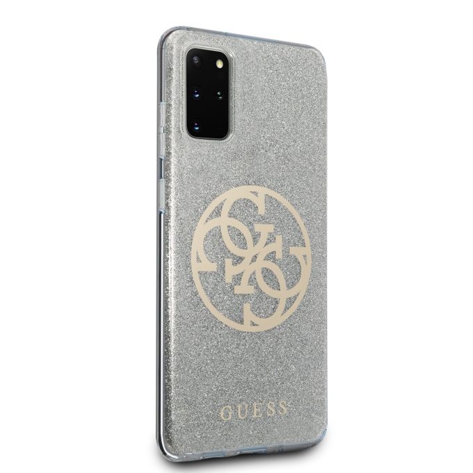 Samsung S20+ sidabro spalvos GUESS nugarėlė GUHCS67PCUGLLG