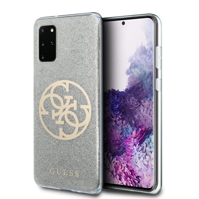 Samsung S20+ sidabro spalvos GUESS nugarėlė GUHCS67PCUGLLG