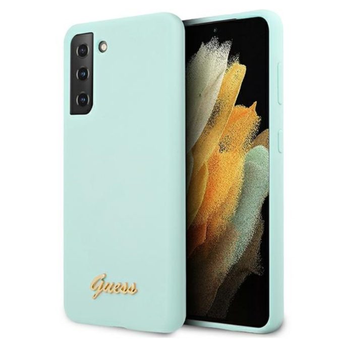 Samsung S21 mėtos spalvos GUESS nugarėlė GUHCS21SLSLMGLB