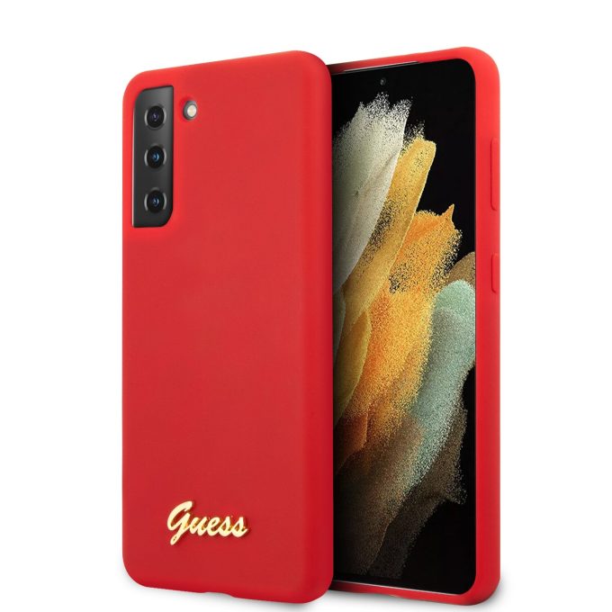 Samsung S21+ raudona GUESS nugarėlė GUHCS21MLSLMGRE