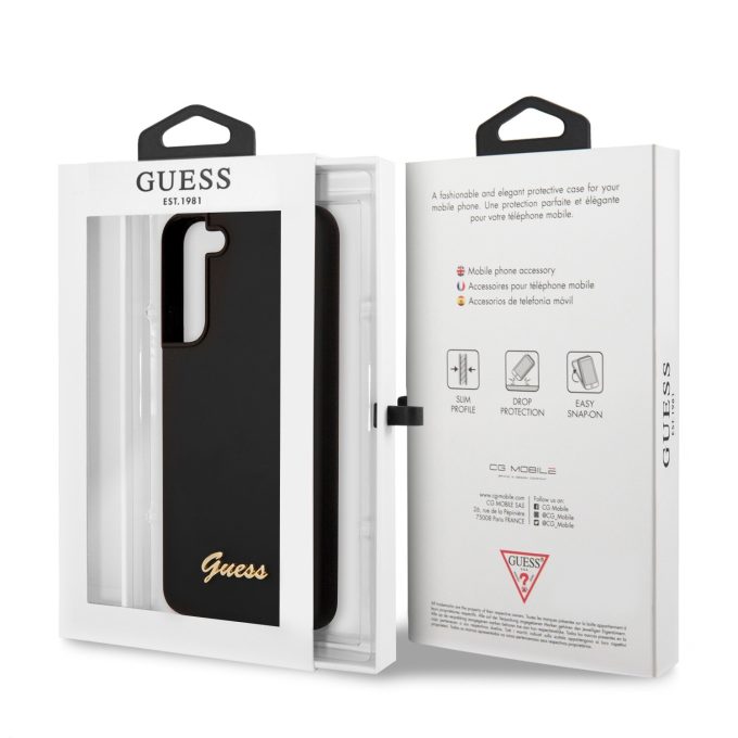 Samsung S22+ juoda GUESS nugarėlė GUHCS22MLSLMGBK