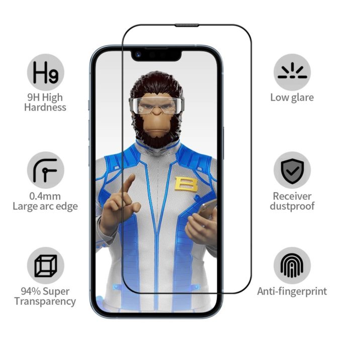 Samsung S22+ / S23+ black pilnas Mr. Monkey 5D stiklas
