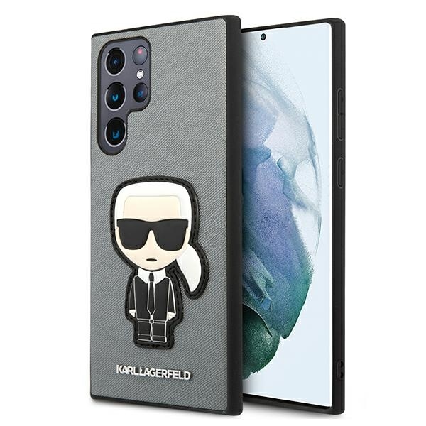 Samsung S22 ULTRA sidabro spalvos KARL LAGERFELD nugarėlė KLHCS22LOKPG
