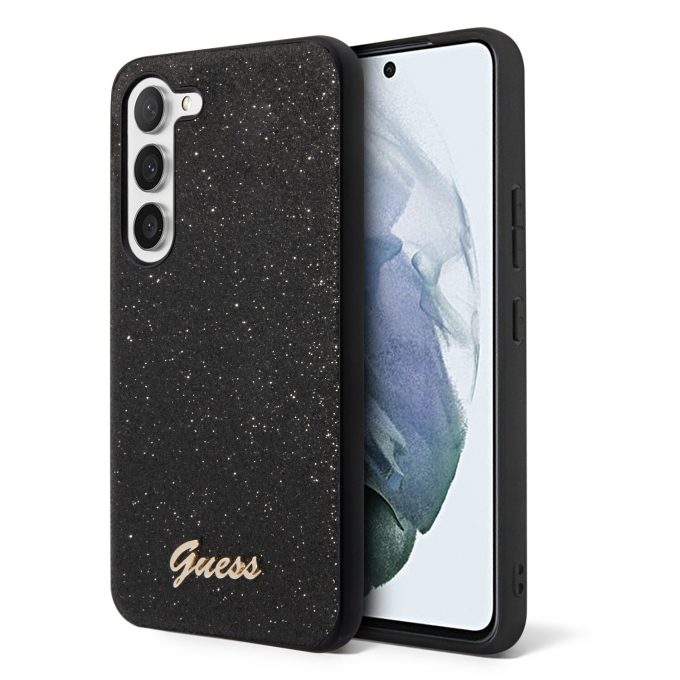 Samsung S23 black Glitter Flakes GUESS nugarėlė