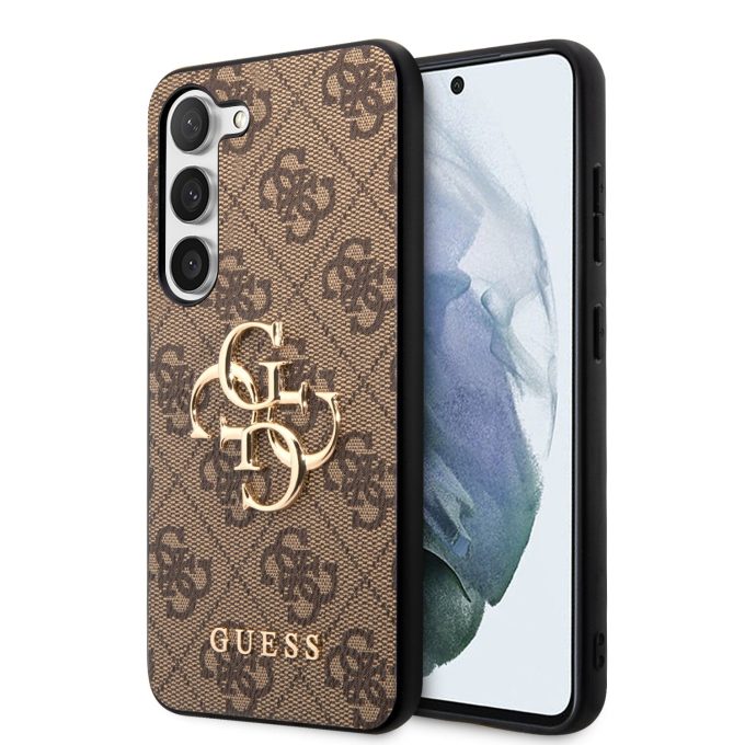 Samsung S23 brown Metal Logo GUESS nugarėlė