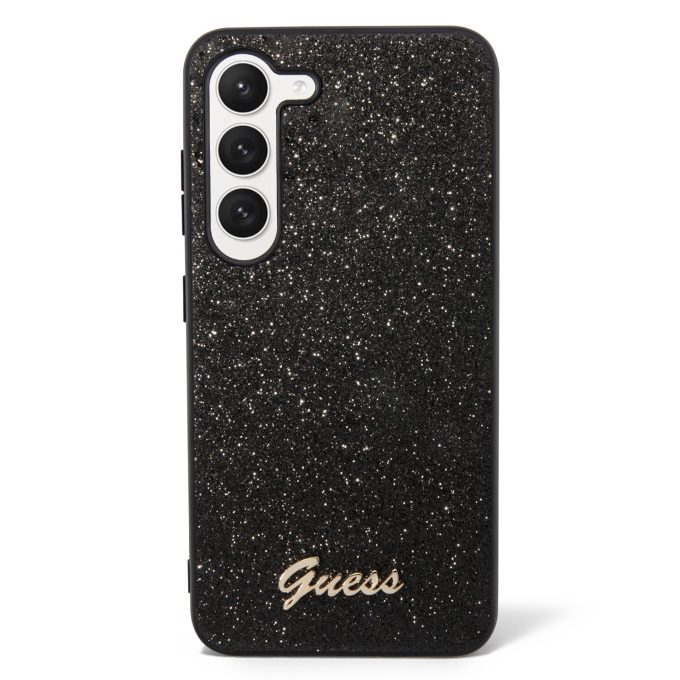 Samsung S23+ black Glitter Flakes GUESS nugarėlė