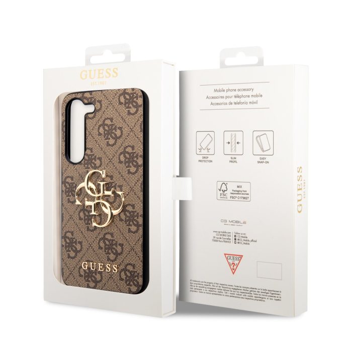 Samsung S23+ brown Metal Logo GUESS nugarėlė