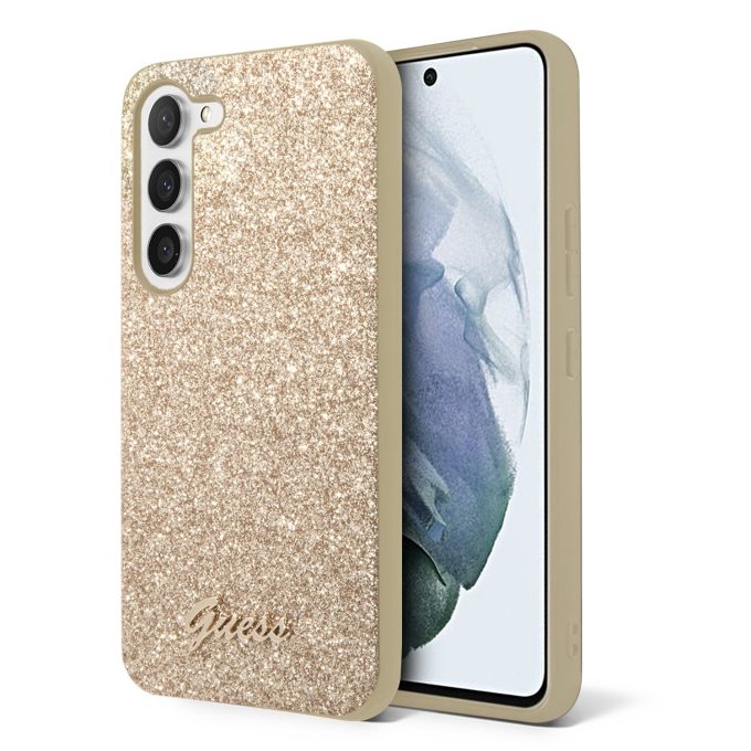 Samsung S23+ gold Glitter Flakes GUESS nugarėlė