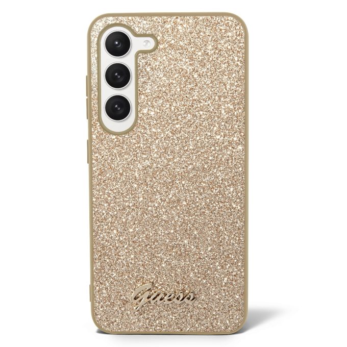 Samsung S23+ gold Glitter Flakes GUESS nugarėlė