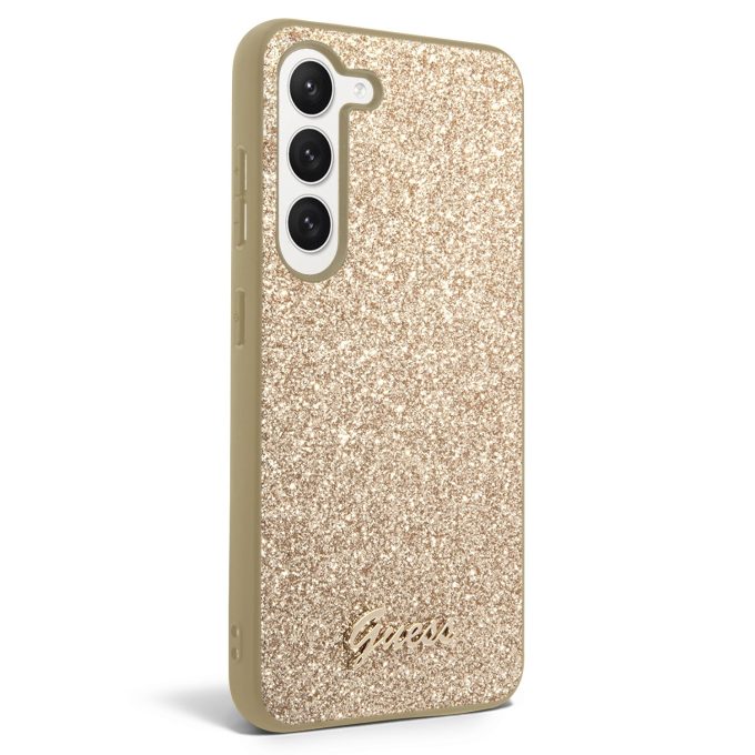 Samsung S23+ gold Glitter Flakes GUESS nugarėlė